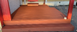 Deck staining service — stained wooden steps